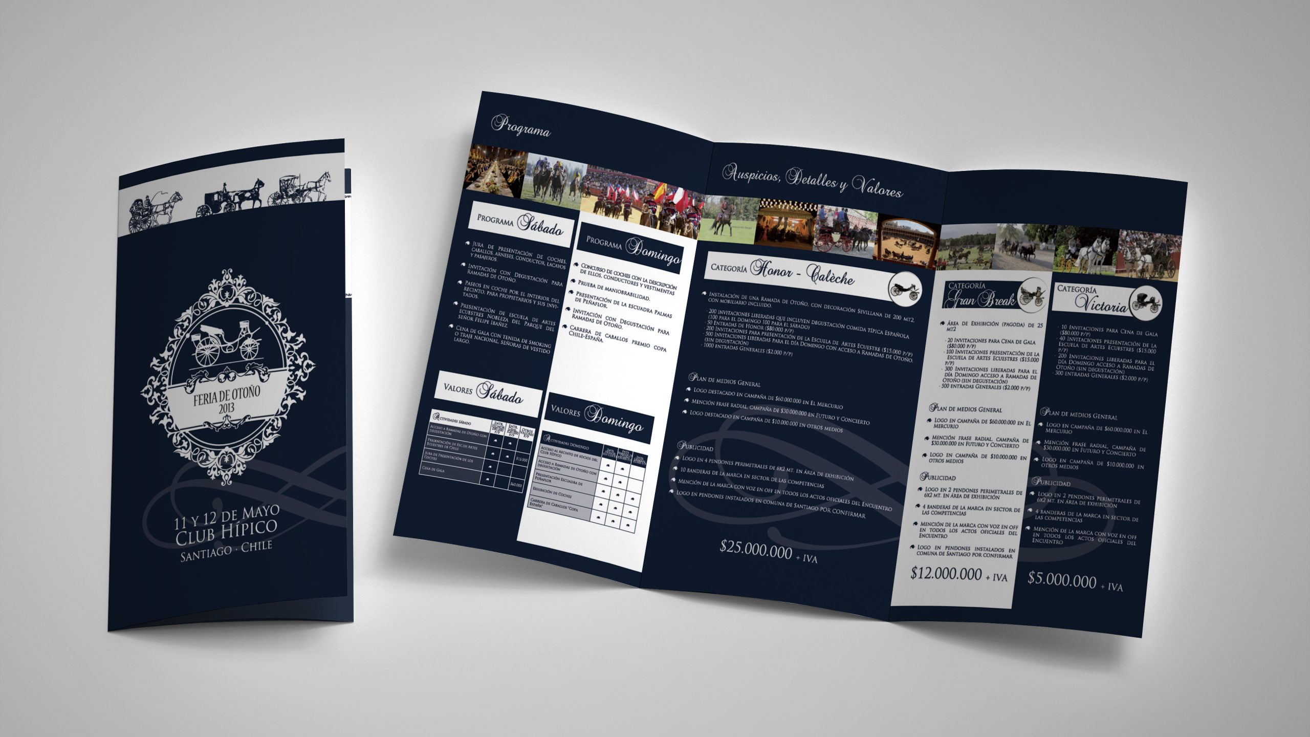 Opened Leaflet Mockup on gray background. 3d rendering.