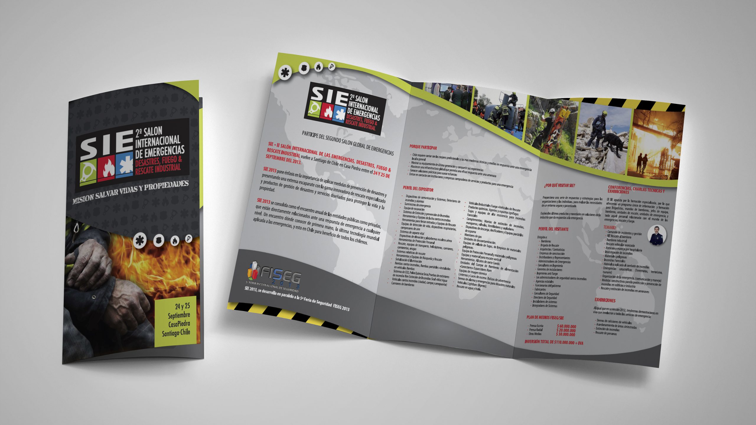 Opened Leaflet Mockup on gray background. 3d rendering.